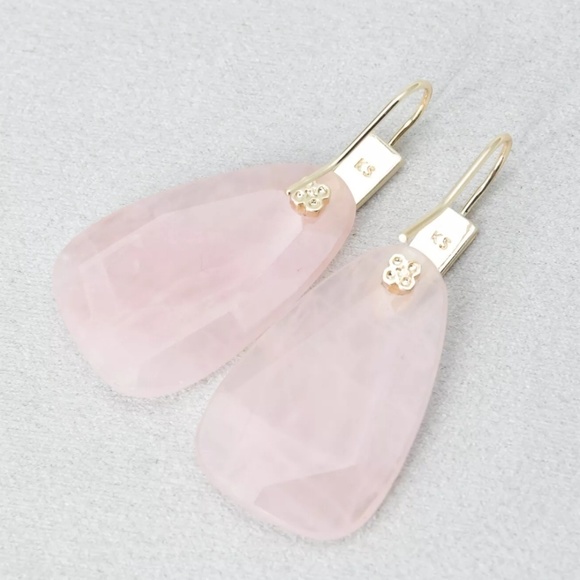 Kendra Scott "Marty" Gold & Rose Quartz Earrings - Picture 2 of 3